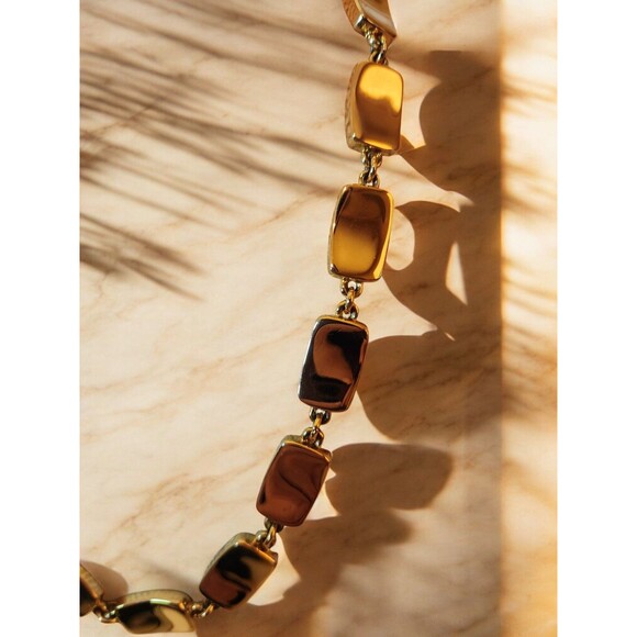 Bold Vintage Style Goldtone Link Necklace – 80s Power Glam | 8” Drop Statement - Picture 4 of 8